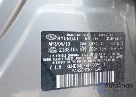 2020 Hyundai Elantra Sel from USA, damaged, VIN KMHD84LF4LU905951